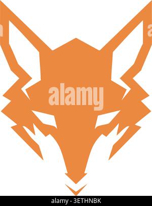 Flat illustration of a sharp angular fox head with pointed ears and narrow eyes in a geometric style Stock Vector