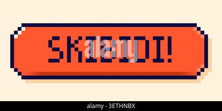 Back to School pixel art color speech bubble with skibidi text Stock Vector