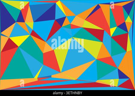 Bold abstract background using bright primary and secondary colors in a multifaceted polygonal structure for youth oriented designs educational materi Stock Vector