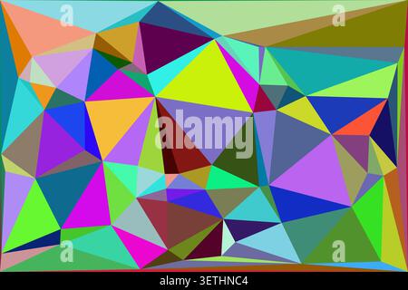 Vibrant psychedelic abstract art, multi colored triangles and polygons, dynamic geometric backdrop, creative mosaic pattern, digital illustration Stock Vector