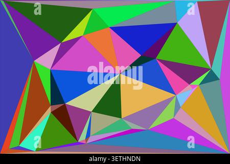 Vibrant abstract geometric background, brightly colored polygons, dynamic modern mosaic, intricate tessellation, artistic digital texture, visually st Stock Vector