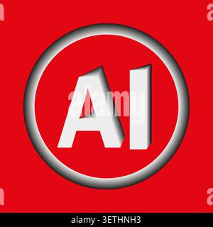 AI artificial intelligence 3D letters in a circle vector. Graphic targets technology branding and machine learning. EPS 10. Stock Vector