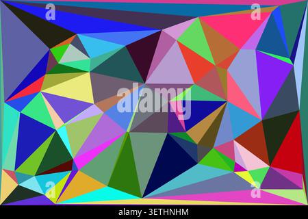 Modern digital background displaying complex arrangement of interlocking triangles in varying sizes and rich colors including deep blues and bright ye Stock Vector