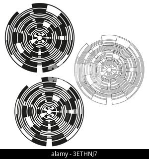 Optical encoder disk and futuristic circular pattern vector. Graphic supports engineering schematics and technology UI projects. EPS 10. Stock Vector