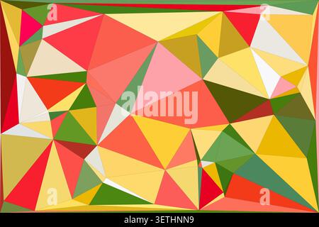 Abstract geometric pattern with colorful triangles creates a vibrant and dynamic background. Modern digital artwork features polygon shapes in various Stock Vector