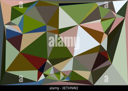 Abstract background featuring geometric shapes triangles in green brown and blue hues. Nature inspired palette, textured digital art, modern design. Stock Vector