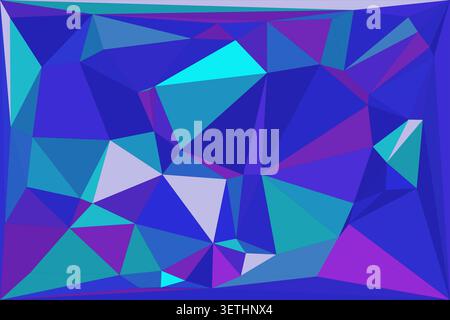 Abstract low poly background featuring a cool palette of blues and purples, forming a modern geometric pattern with faceted shapes Stock Vector