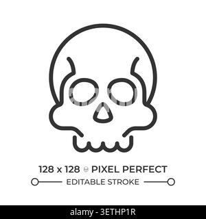 Human skull pixel perfect line icon Stock Vector