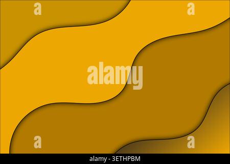 Warm abstract design with flowing organic shapes in yellow and orange, featuring subtle shadows and gradients. Stock Vector