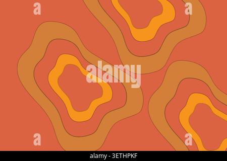 Warm abstract background featuring organic wavy layers in orange and brown hues, paper cut style with subtle shadows, modern decorative element Stock Vector