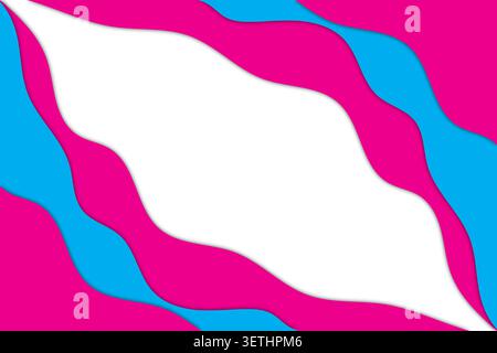 Dynamic background with flowing wavy layers of pink, blue, and white. Modern abstract design with a sense of movement and energy. Stock Vector