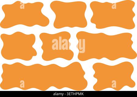 Irregular liquid blobs and wavy bubbles. Playful geometric elements for banners with curvy lines. Doodle graphics and asymmetric boundaries. Vector Stock Vector