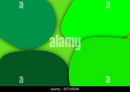 Vibrant green abstract design. Overlapping rounded shapes create depth. Modern, clean, and organic background. Stock Vector