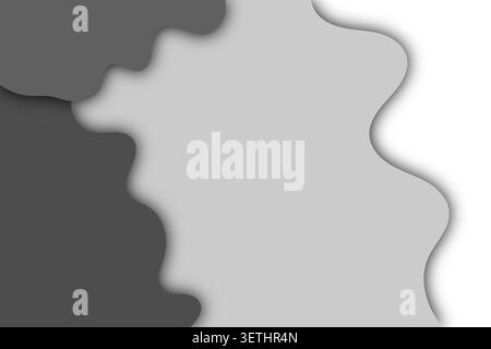Monochromatic abstract background with overlapping shapes in shades of gray and white. Soft shadows create depth and dimension. Modern and clean. Stock Vector