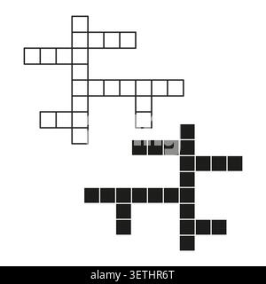 Blank crossword puzzle grid template vector. Ideal for educational materials brain games and intellectual activity publications. EPS 10. Stock Vector