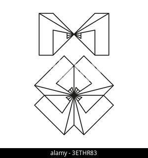 Symmetrical geometric line art shapes set vector. Graphic supports branding, logo creation, and modern decor projects. EPS 10. Stock Vector