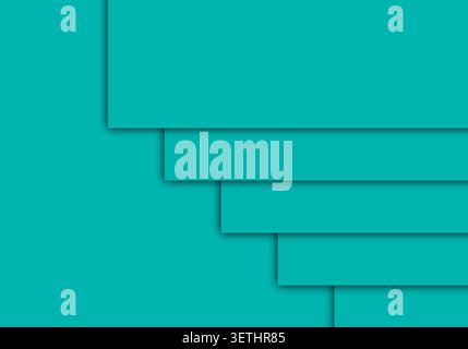 Abstract geometric background with clean lines and soft shadows, layered shapes in teal creating depth and visual interest, minimalist design element. Stock Vector