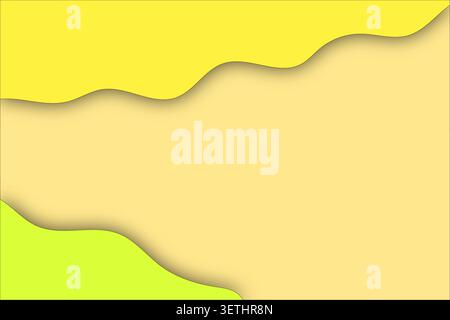 Gentle wavy lines in soft yellow and lime green, layered with subtle shadows for a smooth abstract feel, contemporary background design element. Stock Vector