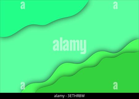 layered paper cut design featuring bright green waves and fluid shapes with soft shadows, vibrant abstract background for digital media, professional Stock Vector