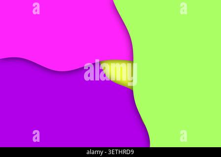 Minimalist paper cut style composition featuring overlapping fluid curves, bright pop art color palette, modern geometric design elements, professiona Stock Vector