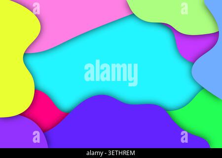 Bright abstract background with organic shapes and pastel colors. Colorful fluid design with soft shadows. Modern creative backdrop for various projec Stock Vector