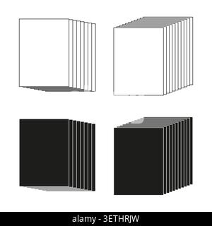 Document stack and paper pile icons set vector. Perfect for business presentations and office application user interfaces. EPS 10. Stock Vector