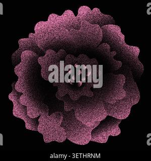 Pink Stippled Flower Abstract Dotwork Illustration Stock Vector