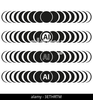 Artificial intelligence signal wave icon set vector. Graphic supports technology branding and futuristic digital interface projects. EPS 10. Stock Vector