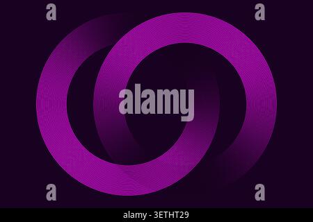 Abstract purple rings with gradient stripes and subtle movement. Clean modern design, suitable for backgrounds or motion graphics. Stock Vector