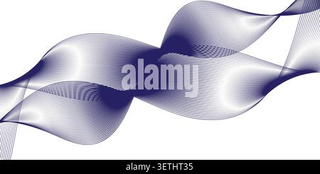 Abstract wavy lines in black and white creating a smooth flowing ribbon. Minimalist design, perfect for backgrounds or graphic elements. Stock Vector