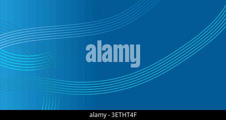 Dynamic blue backdrop with elegant abstract wavy lines. Smooth curves in white and teal create sense of movement and fluidity. Modern digital art. Stock Vector