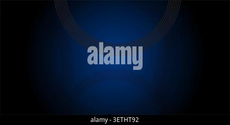 Abstract dark blue background features subtle circular lines and a central gradient light effect, creating a sophisticated and deep visual experience Stock Vector