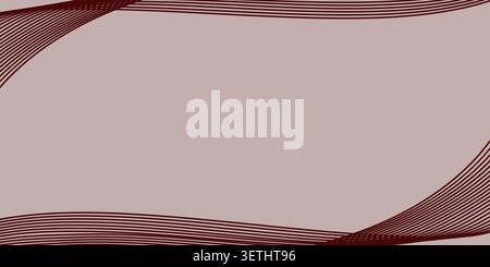 Sophisticated pastel background with dark red linear accents for invitations. Minimalist frame design with rhythmic curved stripes suitable for weddin Stock Vector