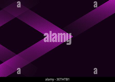 Dynamic composition of glowing magenta stripes arranged in sharp angles and crossing paths over black surface with professional aesthetic for digital Stock Vector