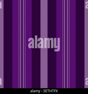 The seamless fabric design features alternating stripe widths in a classic vertical stripe arrangement. Purple shades deliver quiet elegance and class Stock Vector