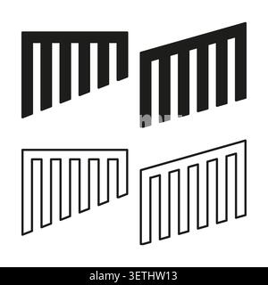 Abstract geometric heatsink and radiator fin icons vector. Perfect for computer hardware electronics and engineering design graphics. EPS 10. Stock Vector