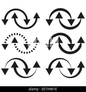 Set of reciprocal arrows showing exchange and interaction vector. Perfect for financial transaction UI and data transfer graphics. EPS 10. Stock Vector