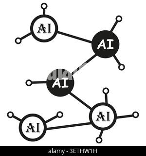 Artificial intelligence neural network nodes connecting data vector This graphic is perfect for modern tech web banner ads EPS 10. Stock Vector