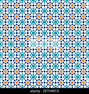 Moroccan Mosaic Tile Seamless Pattern Blue Islamic Background Stock Vector