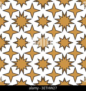 Golden Star Seamless Geometric Pattern Vector Background Stock Vector