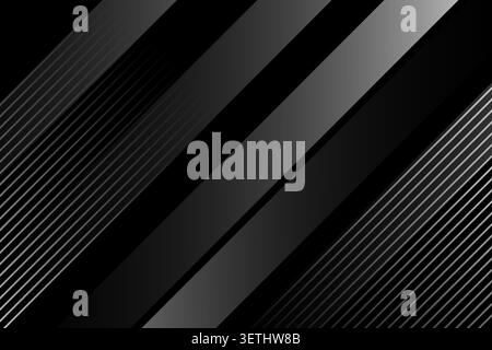 Modern dark background with intersecting diagonal lines, subtle gray gradients, and geometric shapes. Clean abstract design with minimalist elements. Stock Vector