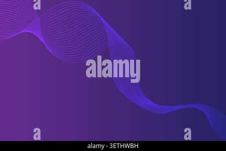 Gradient purple blue background. Abstract wave element. Flowing lines. Simple graphic. Elegant design. Stock Vector