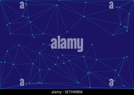 Sophisticated tech illustration showcasing glowing constellation network on deep navy backdrop. Abstract visualization of cloud computing internet inf Stock Vector