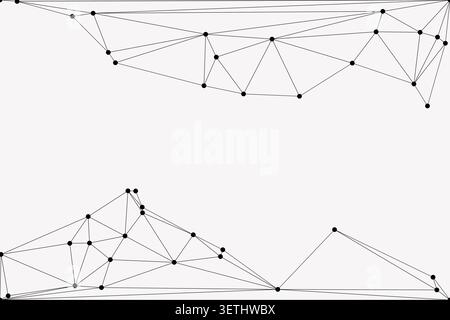 Abstract low poly design with black lines and connected dots forming a geometric mesh on a white background, modern technology concept, digital data v Stock Vector