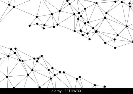 Abstract geometric network. Interconnected dots and lines create digital patterns. Modern background with triangles and nodes. Stock Vector