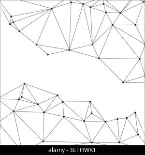 Intricate abstract background featuring black geometric lines and dots, interconnected on a pristine white surface, ideal for modern technology and da Stock Vector