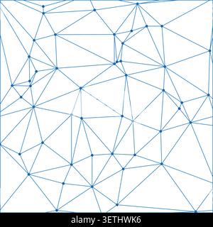 Dense polygonal mesh background with blue lines connecting various points across canvas. Technical representation of complex systems and database stru Stock Vector