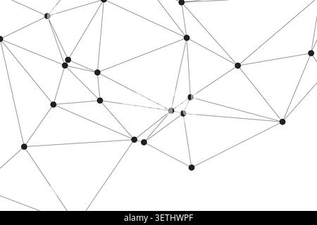 Abstract low poly design with interconnected dots creating a geometric network pattern. futuristic visual, technology concept, digital data representa Stock Vector