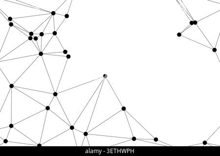 Scientific diagram of chemical bonds or neural connections in brain. Intricate web of lines forming triangular facets. Digital transformation concept Stock Vector