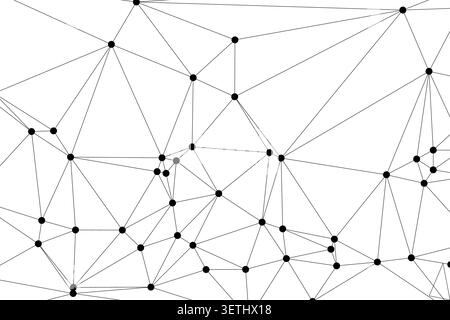 Detailed look at intricate web of polygons and connected points. Sharp geometric structure highlighting mathematical precision and digital connectivit Stock Vector